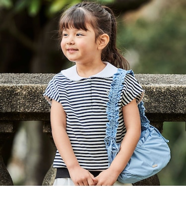 セーラーカラーリブボーダーTシャツ(90~160cm)