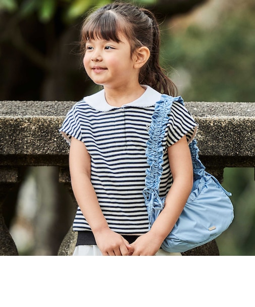 セーラーカラーリブボーダーTシャツ(90~160cm)