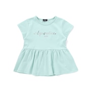 ロゴ刺しゅうペプラムフリル天竺半袖Tシャツ(100~150cm)