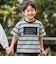 ランダムボーダーエンボスロゴ半袖ドロストTシャツ(90~160cm)
