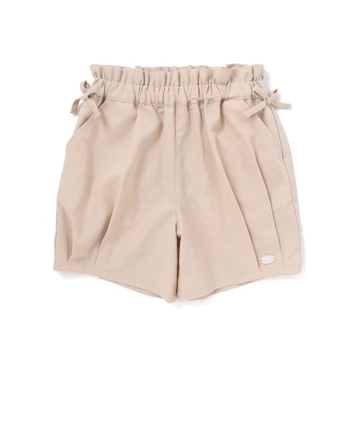 【接触冷感/お揃い】無地+総柄タック入りショートパンツ(90~130cm)