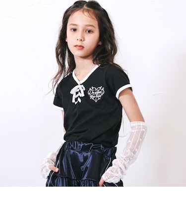 レースアップTシャツ&レースアームカバーセット(110~150cm)