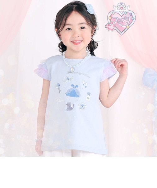 【スラプリ】チュールスリーブ天竺半袖Tシャツ(80~130cm)