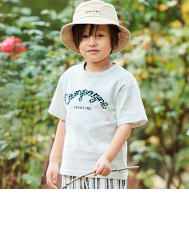 コード刺しゅうロゴ天竺半袖Tシャツ(90~160cm)
