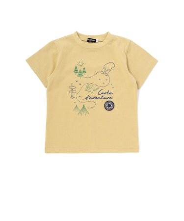 コンパスワッペンアドベンチャーMAPプリント天竺半袖Tシャツ(90~150cm)