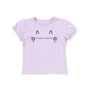 【抗菌・防臭】ネコ刺しゅう天竺パフスリーブTシャツ(90~130cm)