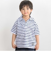 【店舗限定】ボーダーデザイン パイルポロシャツ(100~150cm)