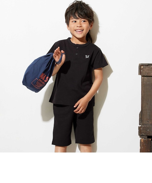【接触冷感】ヘンリーネックTシャツ&パンツセット(110~160cm)