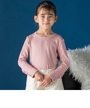 パールフリルリブ長袖トップス(95~150cm)