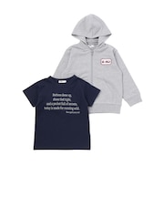 2WAYフードパーカー&ロゴ半袖Tシャツセット(110~160cm)