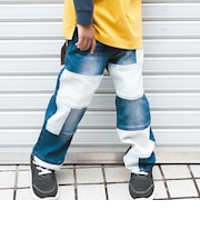 リメイク風切替ストレッチデニムパンツ(100~160cm)