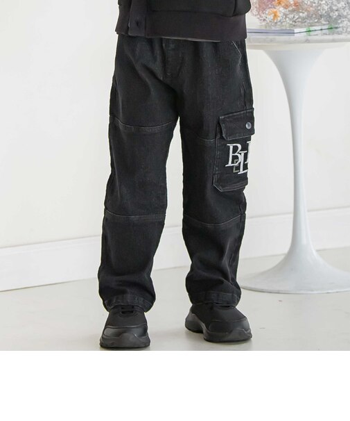 【店舗限定】カーゴ刺しゅうストレッチデニムパンツ(95~160cm)