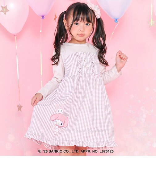 【サンリオキャラクターズxSLAPSLIP】チェックスカートドッキングワンピース(80~130cm)