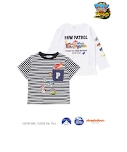【パウ・パトロール×SLAPSLIP】ストライプ柄半袖Tシャツ+プリント長袖Tシャツセット(90~130cm)