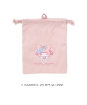 【サンリオキャラクターズxSLAPSLIP】モチーフパッチ刺しゅう巾着
