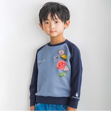 【JALコラボ】ラグラン配色ワッペントレーナー(100~130cm)