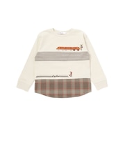 電車モチーフチェック切り替え長袖Tシャツ(80~130cm)