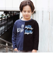 バイカラーロゴ 発泡プリント長袖Tシャツ(100~160cm)