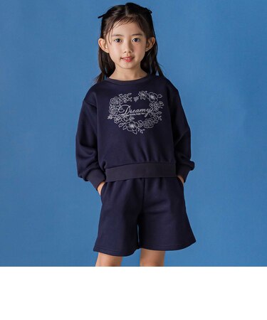 【店舗限定】フラワーハート刺しゅうトップス+キュロットセット(95~150cm)