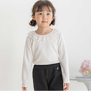 【店舗限定】花チュール襟リブトップス(95~150cm)