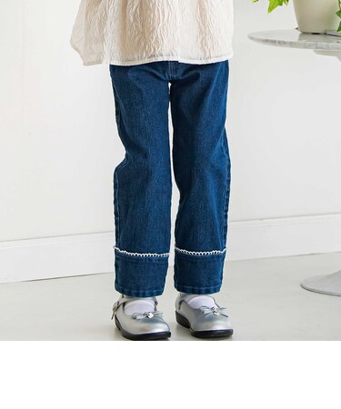【店舗限定】レースストレッチデニムロングパンツ(95~150cm)