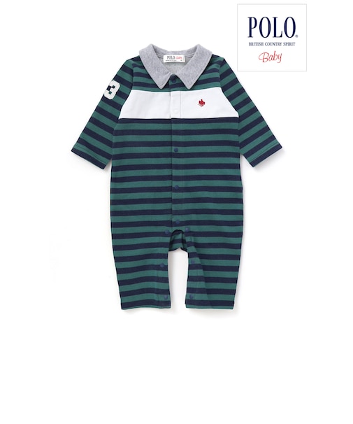 【POLO BCS(ポロ・ビーシーエス)×SLAP SLIP】胸元切り替え裏毛カバーオールベビー(60~80cm)
