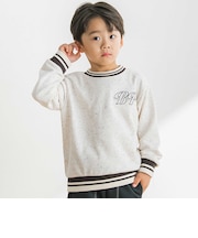 【店舗限定】ネップ裏毛リブ配色ライントレーナー(95~150cm)