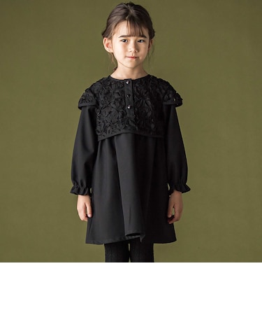 立体フラワーチュールドッキングワンピース(95~160cm)