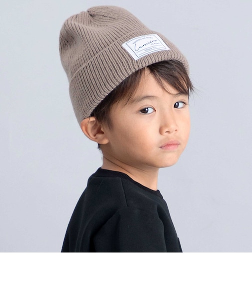 ネームパッチリブ編みニット帽(48~52cm)