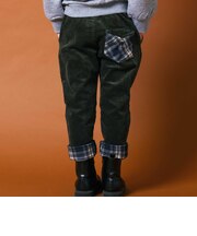 チェック裾折り返しコールテン&デニムロングパンツ(80~130cm)