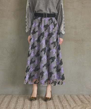千鳥刺繍チュールスカート