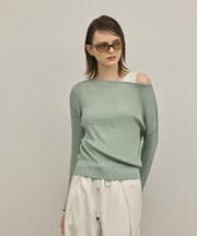 ラメリブクルーニットトップ