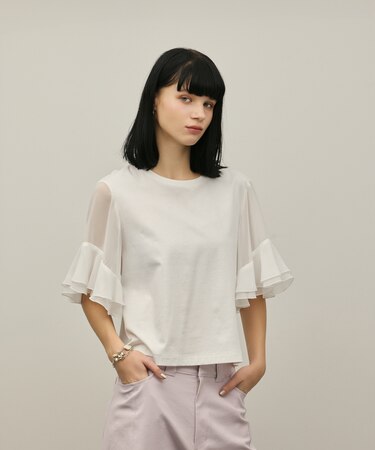 シフォンスリーブカットトップ