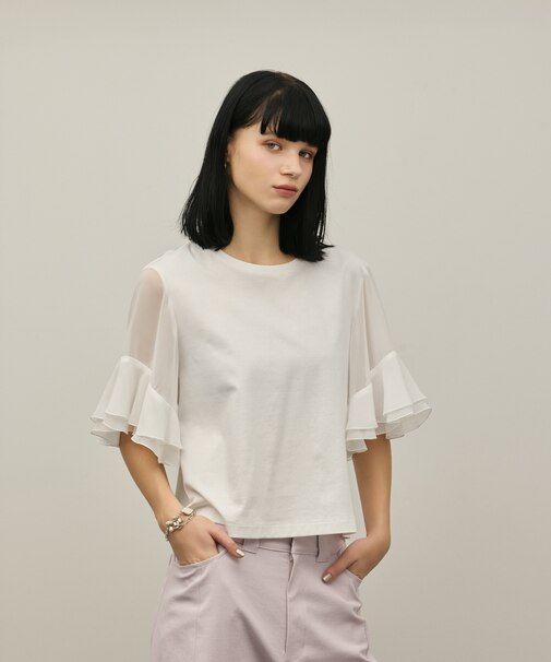 シフォンスリーブカットトップ