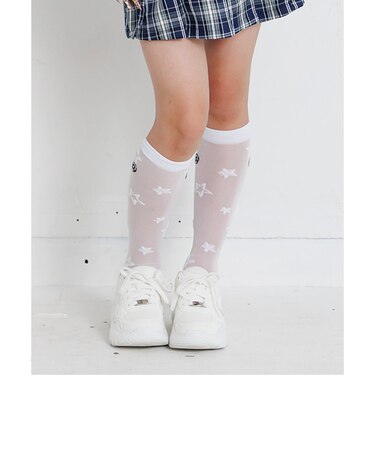 星総柄シアーハイソックス
