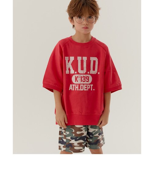 WEB限定 KUDOZ.B ラグランカレッジ半袖スウェット