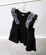 WEB限定 ワッフルフリルチュールトップス
