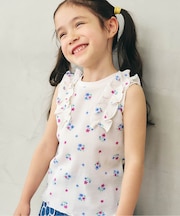 ノースリーブワッフルフリルTシャツ
