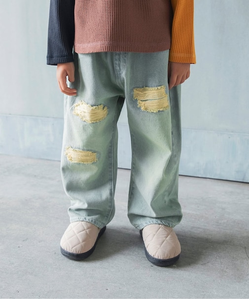 ダメージデニムパンツ 10分丈