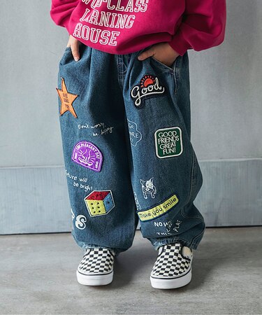 ワッペンデニムパンツ 10分丈