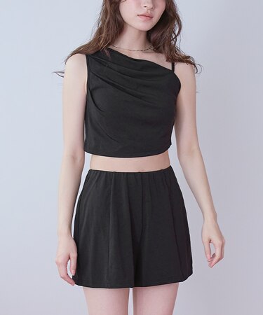 ショートパンツ付タックビキニ/セット水着