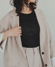 シアーカットソーロングスリーブトップス