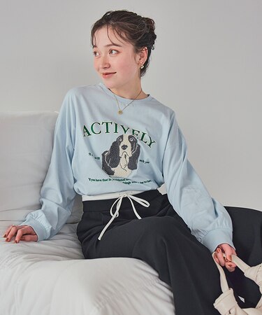 ドッグ刺繍ビッグロングTシャツ