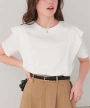 汗染み防止ラッフルスリーブTシャツ
