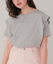汗染み防止ラッフルスリーブTシャツ
