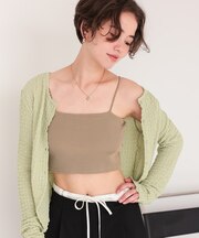 短丈カップ付きダブルストラップキャミソール