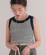 配色リブニットタンクトップ