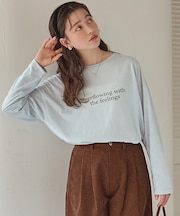 文字プリントシアーロングTシャツ