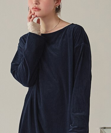 シアーベロアオーバーサイズロングTシャツ