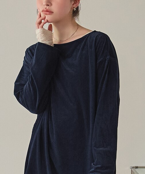 シアーベロアオーバーサイズロングTシャツ